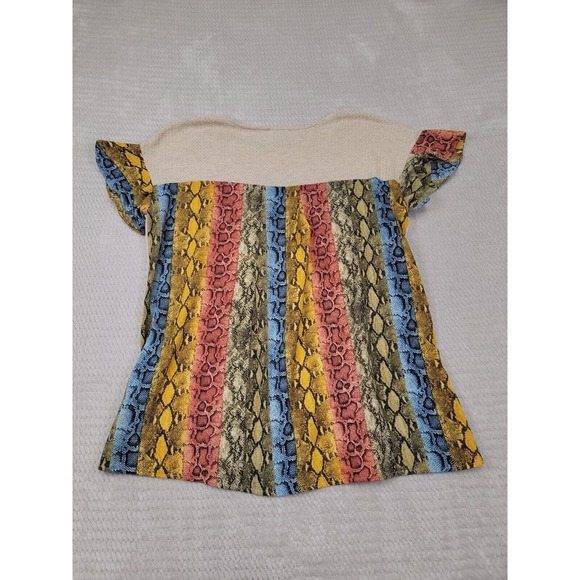 First Love Shirt Womens Medium Waffle Knit Over Sized Snake Print Back & Sleeve - Picture 6 of 7